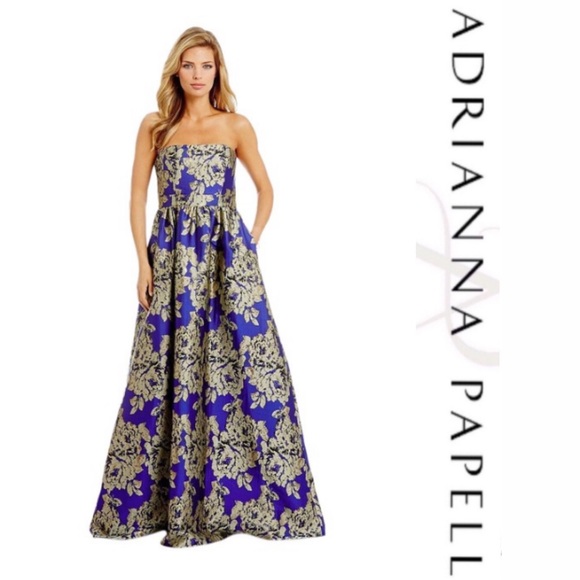 Adrianna Papell Dresses & Skirts - Adrianna Papell Strapless Jacquard Ballgown Dress